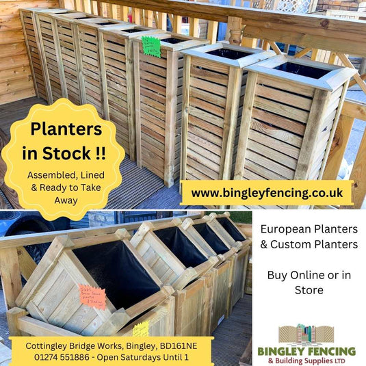 Large stock of lots of different sized wooden planters