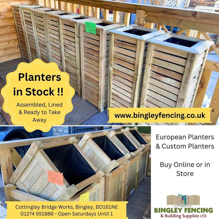 Large stock of lots of different sized wooden planters