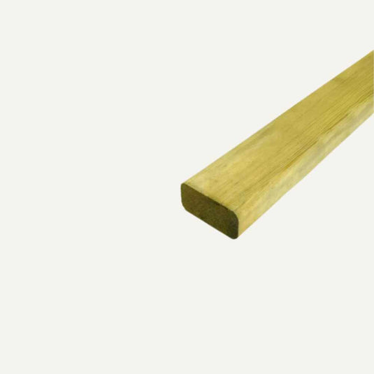 The KDM Planed Round Edge Batten - 2” x 1” (50mm x 25mm) features smooth, rounded edges, ideal for timber projects or fencing, and is displayed against a plain white background.