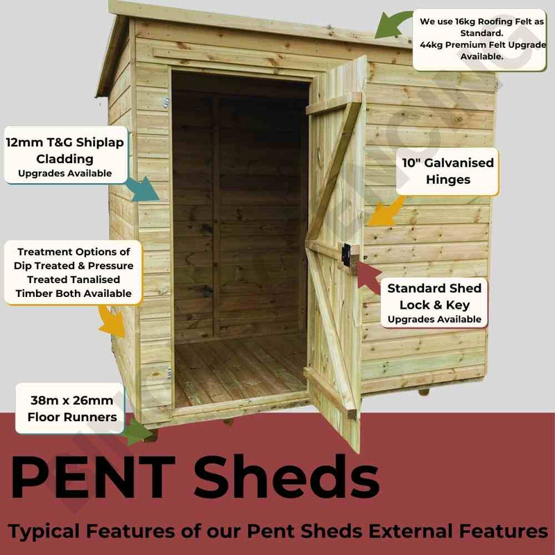 Load image into Gallery viewer, annotated wooden shed with product information