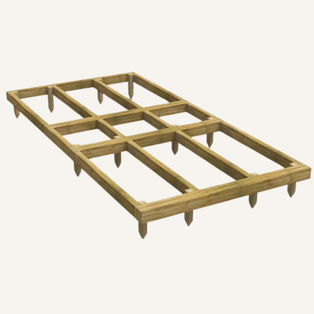 Wooden timber base to keep a shed away from the floor.
