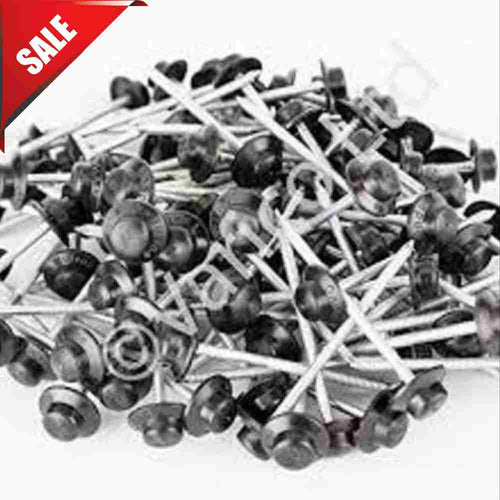 A pile of Onduline Reduced Annular Roof Nails in 3 colours with black plastic caps is shown on a white background. A red “SALE” banner is in the top left—ideal for shed building and corrugated roofing projects.