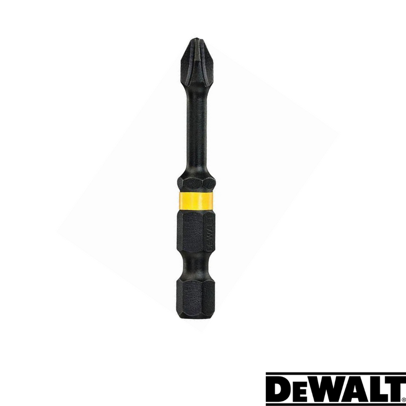 Load image into Gallery viewer, The image features a black Dewalt Impact Torsion PH3 screwdriver bit, measuring 50mm, and showcasing a distinctive yellow band near the base. The prominent Dewalt logo is visible in the bottom right corner, highlighting its precision engineering and durability for use with magnetic Screwlock applications.