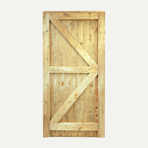 The KDM Elite Tongue & Groove Euro-Gate (ETG180) features vertical planks and Z-shaped diagonal bracing, inspired by European gate designs, displayed against a plain white background.