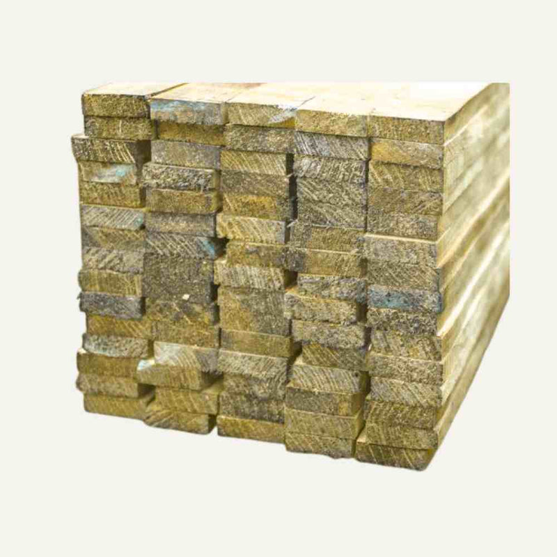 Load image into Gallery viewer, A stack of Fence Panel Extension Kits from KDM, featuring squared and uniform edges, showcases a rough texture and visible grain patterns, making them ideal for replacement framing in construction or carpentry. The products are displayed against a plain white background.