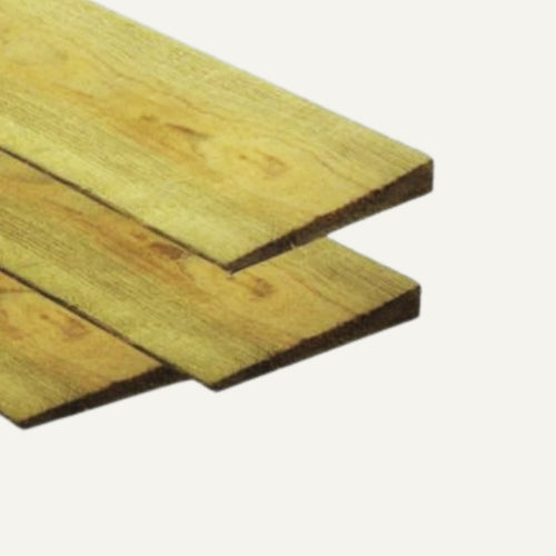Three Bingley Fencing Featheredge Boards, 5" wide (125mm), with a light brown finish, are stacked slightly overlapping against a white background.