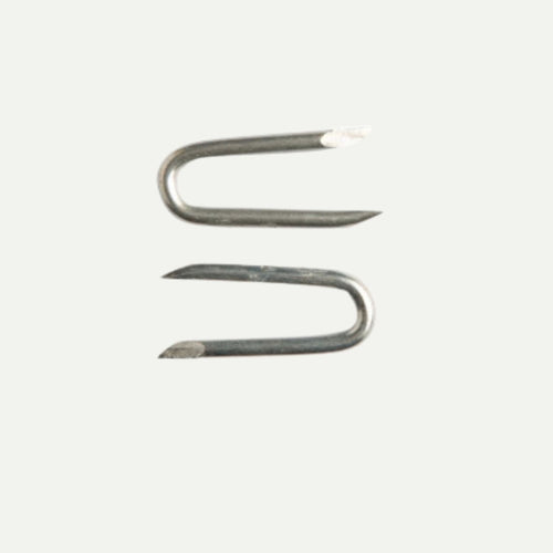 Two Sitemate Galvanised Fencing Staples 50 x 5mm with U-shaped bodies and pointed ends.