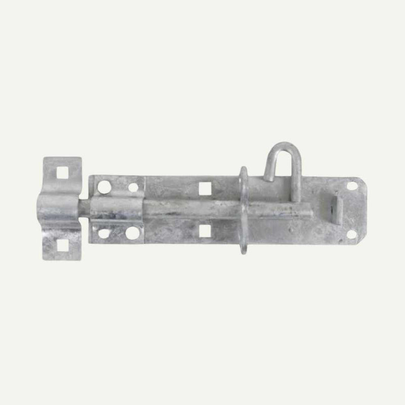 Load image into Gallery viewer, The 6" Gate Brenton Padbolt by Henry Shaw, featuring a galvanised finish and mounting holes, prominently stands out against a light background, highlighting its durable gate ironmongery design.