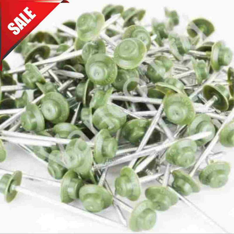 Load image into Gallery viewer, Onduline Annular Roof Nails in 3 colours, ideal for sheds and corrugated roofing, are shown against a white background. A red "SALE" banner appears in the top left. Brand: Onduline.