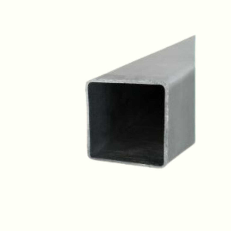 Load image into Gallery viewer, A close-up of the LastPost - Galvanised Steel Fence/Gate Post from Bingley Fencing. The gray metal square tube with a hollow interior extends into the distance on a plain white background.