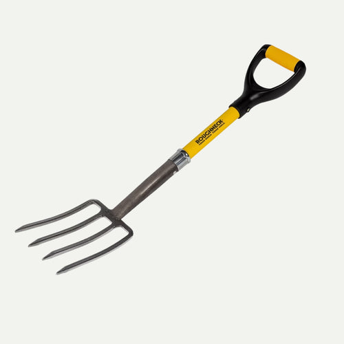 Roughneck - Micro Fork 29″ with a metal head, yellow shaft, and black D-grip handle.