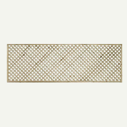 The KDM Trellis - Privacy Lattice - Rectangle 60cm x 183cm (PL9) is a pressure treated wooden panel with a diamond crisscross pattern, shown against a plain white background.