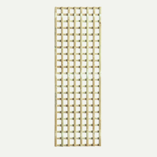 The KDM Trellis - Planed Square Trellis - Rectangle 60cm x 183cm (ST9) features a pressure-treated timber rectangular lattice with evenly spaced slats in a grid pattern, shown against a plain white background.