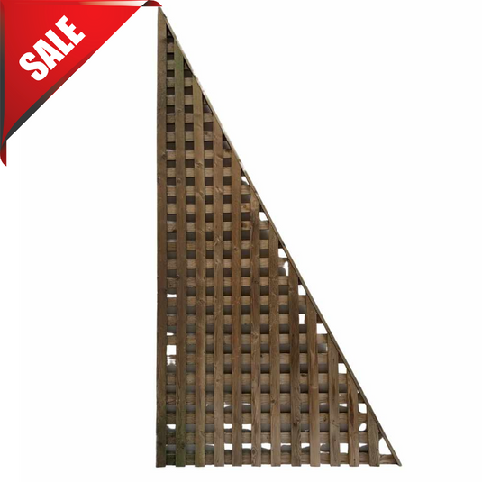 The Reduced Bingley Fencing Triangle Checkerboard Trellis by Bingley Fencing is shown upright with a red SALE banner in the top left corner, highlighting this stylish diagonal grid panel.