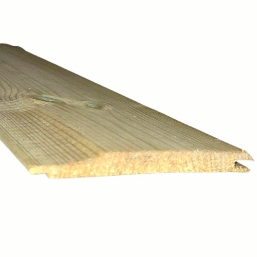Load image into Gallery viewer, Close-up of a single Bingley Fencing Shiplap Cladding Board, featuring both grooved and flat surfaces for easy interlocking with other planks to create seamless flooring or paneling. The light wood grain is prominently visible, offering a natural aesthetic perfect for interior styles or shed building projects.