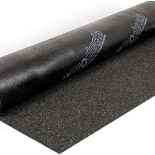 Load image into Gallery viewer, A rolled-out black roofing underlayment, with the Felt Products brand name prominently displayed on its top layer, is elegantly positioned horizontally against a plain white background. The Charcoal Mineral Roof Felt - 10m Length uses premium charcoal mineral glass fibre for enhanced waterproofing.