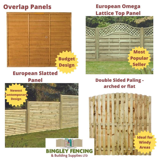 A comparison of 4 different wooden fence panels