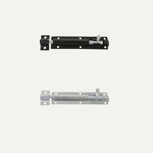 On a minimalist backdrop, two stylish Henry Shaw Tower Bolts 75mm 3