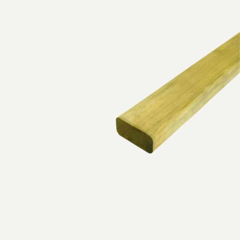 Load image into Gallery viewer, A single piece of KDM&#39;s Planed Round Edge Batten, measuring 75mm x 25mm (3” x 1”), with a smooth finish, ideal for Timber Projects or use as Smooth Planed Fence Battens, displayed against a plain white background.
