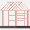 Annotated image of wooden structure with a pitched roof