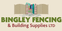 Logo of Bingley Fencing & Building Supplies LTD with a decorative fence design on a beige background.
