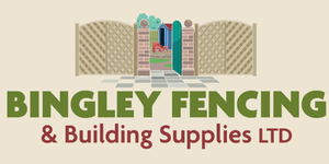 Logo of Bingley Fencing & Building Supplies LTD with a decorative fence design on a beige background.