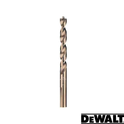 A Dewalt-EXTREME Metal Drill Bit measuring 10mm in diameter and 133mm in length, featuring a spiral design and a no-slip shank, rests against a white background. The distinctive Dewalt logo is prominently displayed in the bottom right corner, highlighting its reputation for portable drilling efficiency.