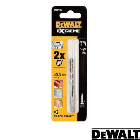 Dewalt- EXTREME No Slip Shank Masonry Drill Bit - 5.5mm Dia - 85mm Long