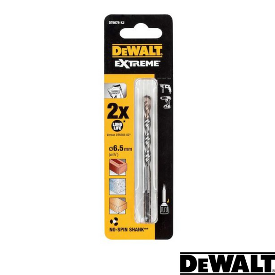 Dewalt- EXTREME No Slip Shank Masonry Drill Bit -  6.5mm Dia - 100mm Long