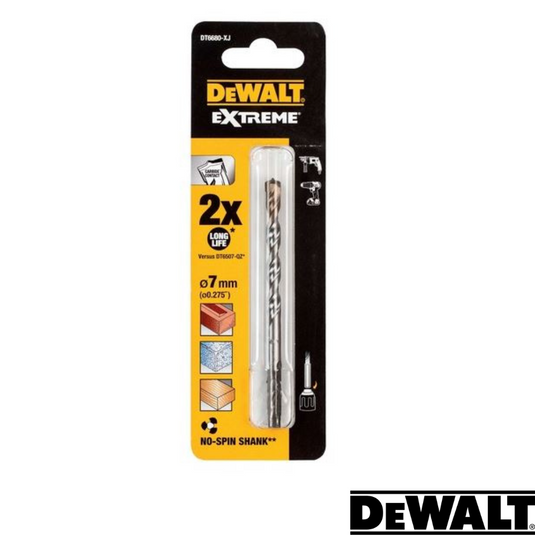 Dewalt- EXTREME No Slip Shank Masonry Drill Bit -  7mm Dia - 100mm Long