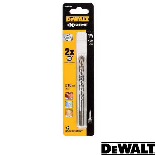 Dewalt- EXTREME No Slip Shank Masonry Drill Bit - 10mm Dia - 120mm Long