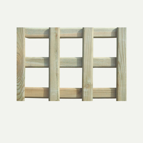 The KDM Trellis - Planed Square Trellis - Rectangle 180cm x 183cm (ST13) features a grid pattern of light wood slats, shown as a decorative screening panel against a plain white background.