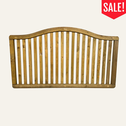 Wooden headboard with a 'SALE!' label on a white background