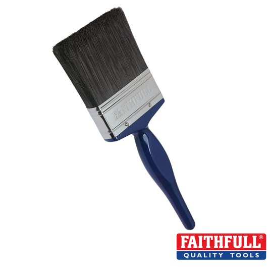 blue paint brush with black bristles