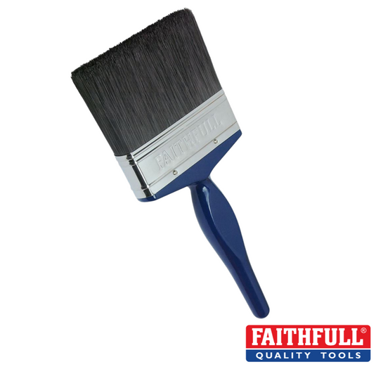 blue paint brush with black bristles