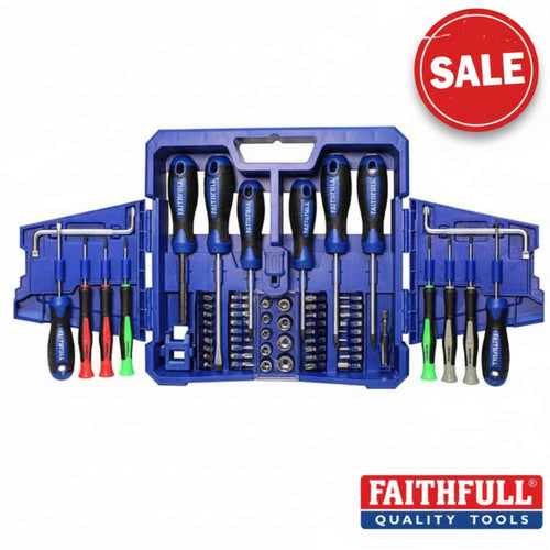 Screw driver set with 63 different pieces for use accross all kinds of wood and DIY projects