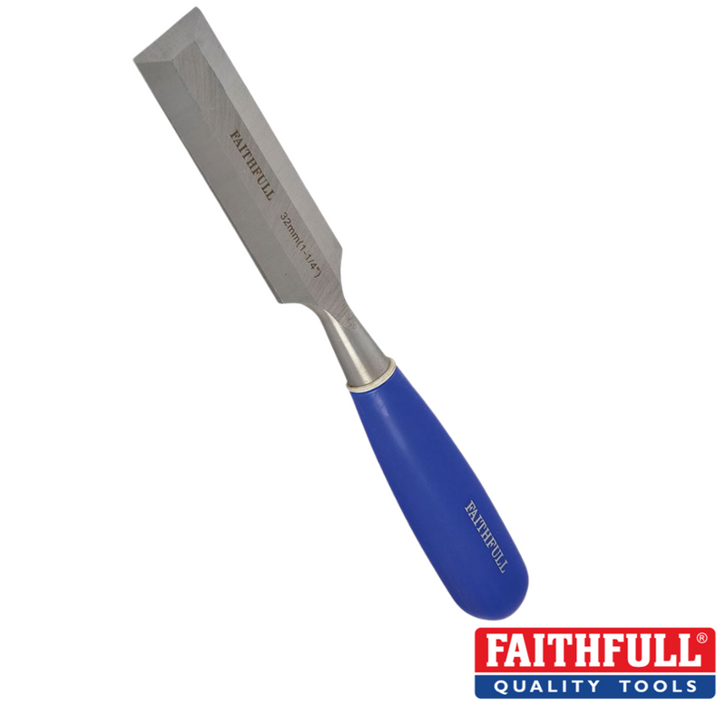 Load image into Gallery viewer, metal wood chisel with blue handle
