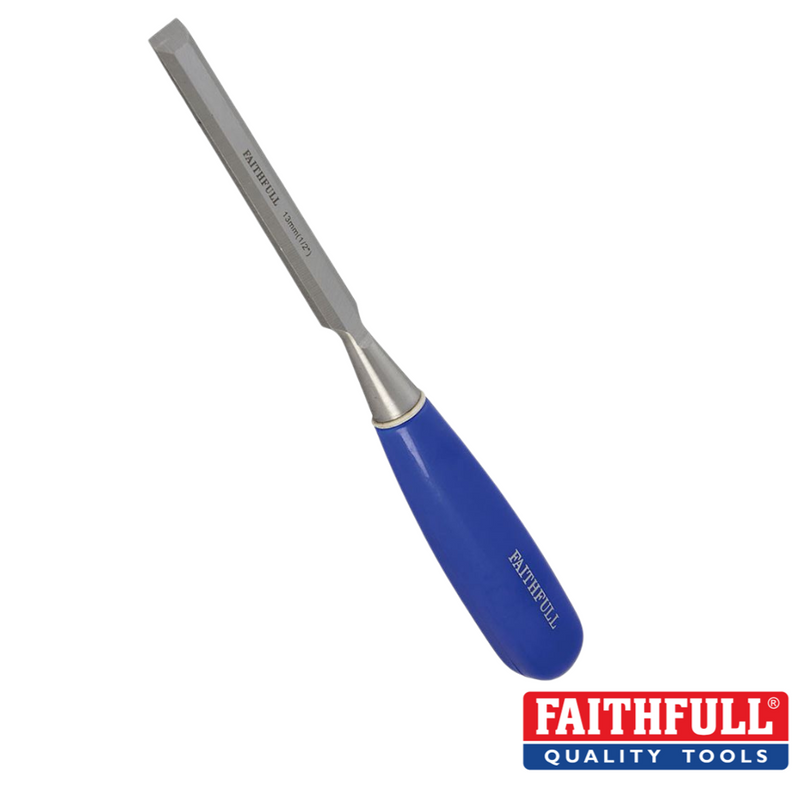 Load image into Gallery viewer, metal wood chisel with blue handle
