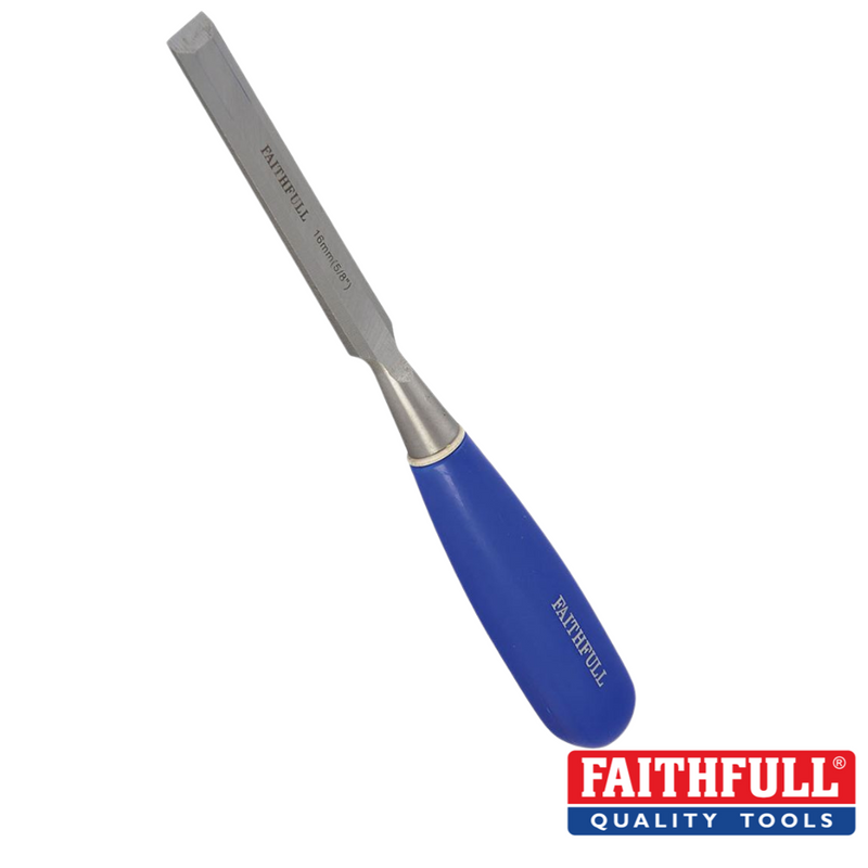 Load image into Gallery viewer, metal wood chisel with blue handle
