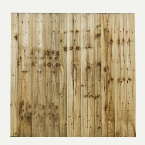 The Bingley Fencing Featheredge Fence Panel - Flat Top features vertical wooden planks with visible knots and grain, offering a classic look ideal for privacy fencing.
