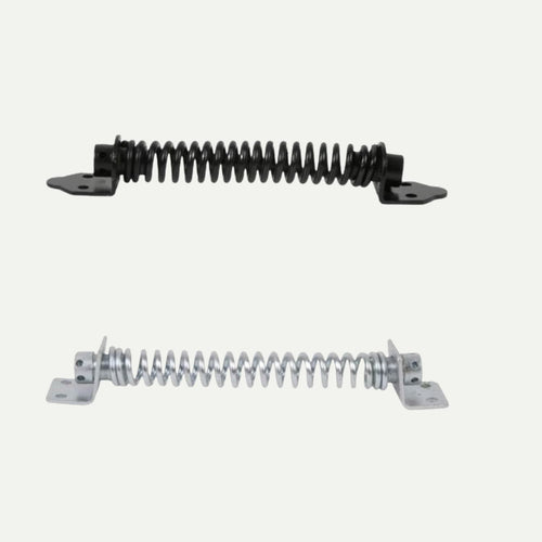 8" long metal gate springs which allow self closing. Two different spings one is zinc plates and one is black.