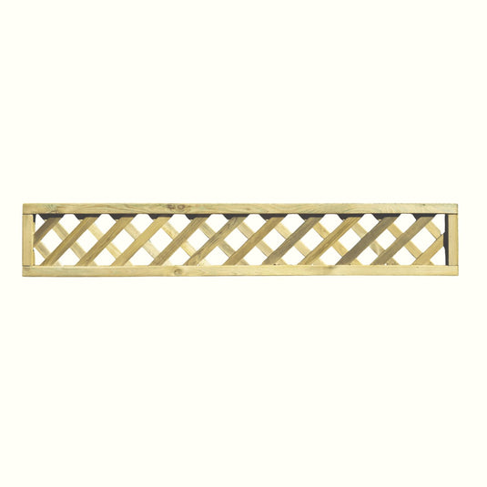 The KDM Trellis - Heavy Diamond Lattice Rectangle 30cm x 180cm (HDL7) features a sturdy crisscross design, perfect as a durable fence topper or for adding style to your garden.