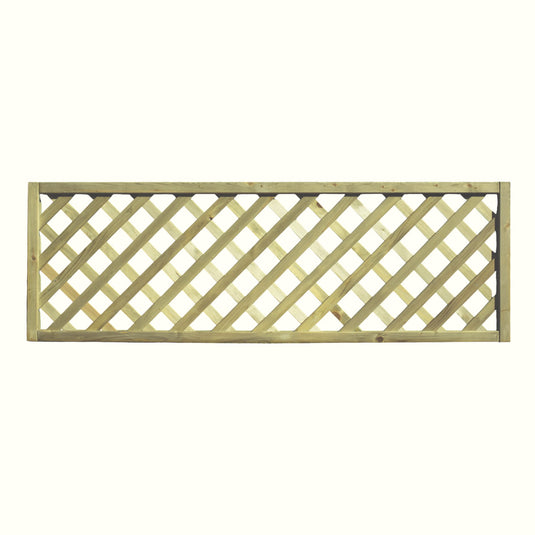 The KDM Trellis - Heavy Diamond Lattice Rectangle (60cm x 180cm, HDL9) lies flat on lush green grass, perfect for creating elegant garden privacy screens or versatile trellis panels.