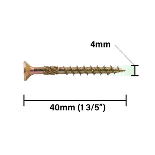 A RIKA RX Multi-Purpose Screw (4.0 x 40mm) from the 1200 pack is shown with labeled dimensions on a white background. Ideal as a timber screw, it’s perfect for a variety of construction applications.