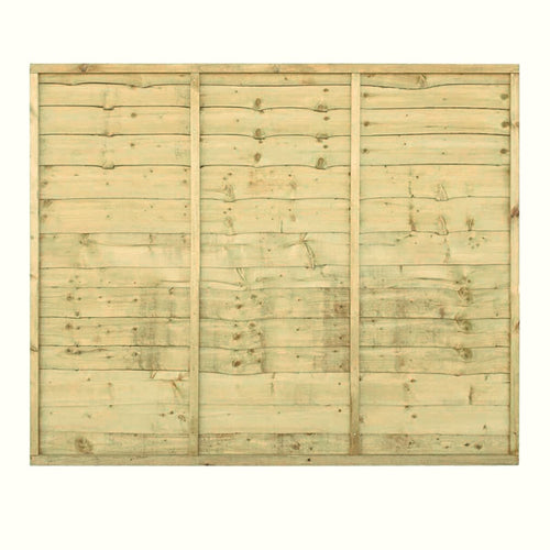 The Bingley Fencing Overlap Fence Panels—Tanalised feature horizontal planks, three vertical supports, and a natural light wood finish, making them an economical and easy-to-install fencing solution.