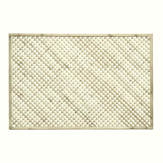 The KDM Trellis - Privacy Lattice - Rectangle 120 x 183cm (PL11) features a wooden crisscross diamond pattern with a framed border, perfect as a garden trellis. Shown here against a plain white background.