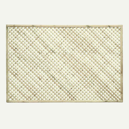 The KDM Trellis - Privacy Lattice - Rectangle 120 x 183cm (PL11) features a wooden crisscross diamond pattern with a framed border, perfect as a garden trellis. Shown here against a plain white background.