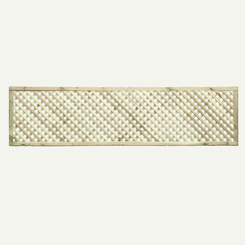 The KDM Trellis - Privacy Lattice - Rectangle 45cm x 183cm (PL8) features a diagonal crisscross pattern with a solid wood frame, displayed against a plain white background.