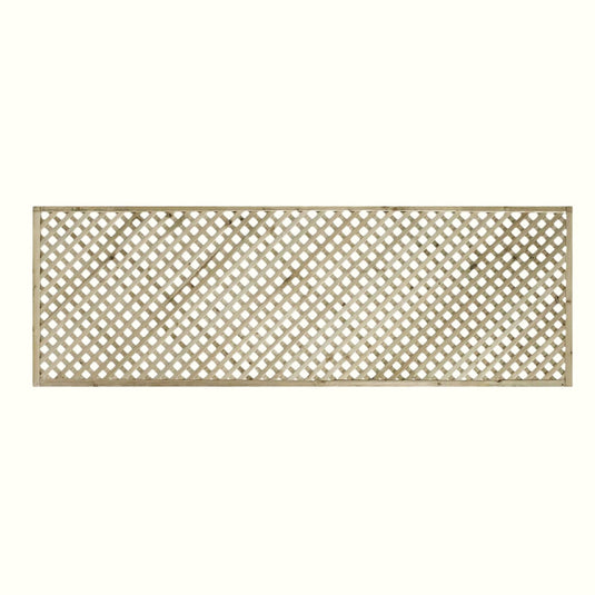The KDM Trellis - Privacy Lattice - Rectangle 60cm x 183cm (PL9) is a pressure treated wooden panel with a diamond crisscross pattern, shown against a plain white background.