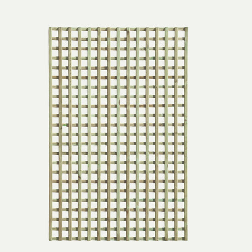 The KDM Trellis - Planed Square Trellis - Rectangle 120cm x 183cm (ST11) features a light finish and grid of evenly spaced slats, making it perfect for Bradford gardens as stylish fencing or screening. Displayed here against a plain white background.